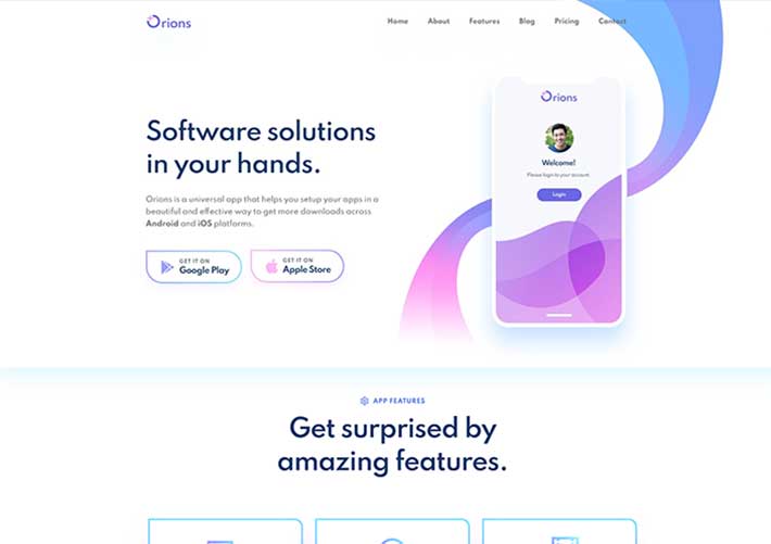 響應式app應用程序網頁HTML源碼模板