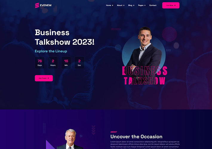 商業(yè)脫口秀活動(dòng)宣傳網(wǎng)站HTML網(wǎng)頁模板下載