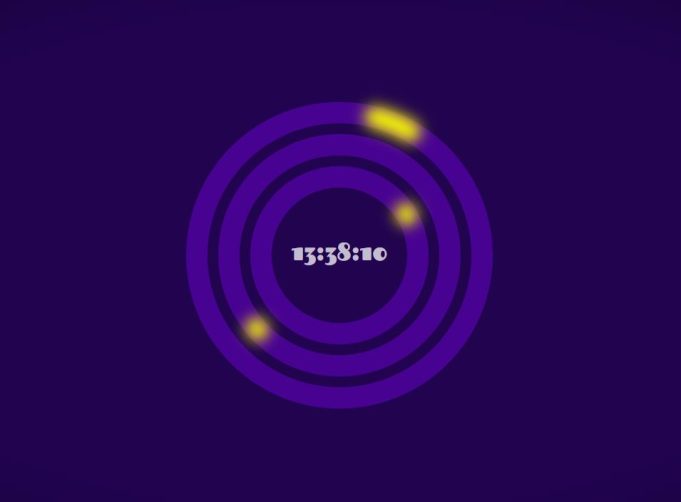 svg+js創意圓環數字時鐘動畫特效html5