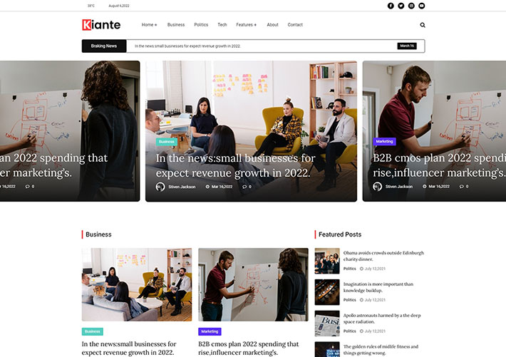 bootstrap5博客雜志文章類網站Html5網頁模板
