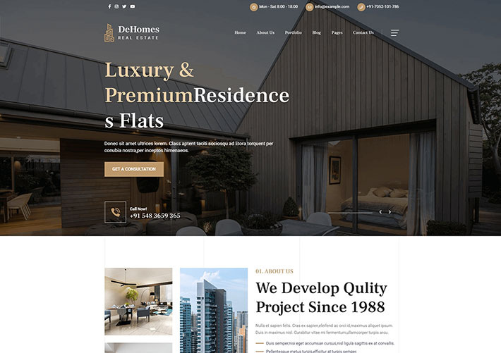 響應式HTML5房地產房屋交易開發商企業網站網頁源碼模板