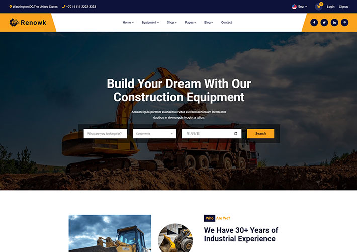 響應式建筑網頁設計租售工程機械網頁HTML頁面模板