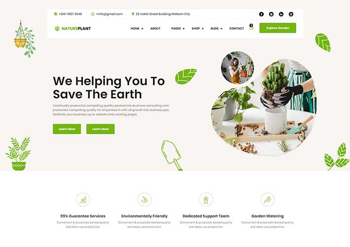 響應式綠色園藝制作園林藝術機構網站HTML源碼模板