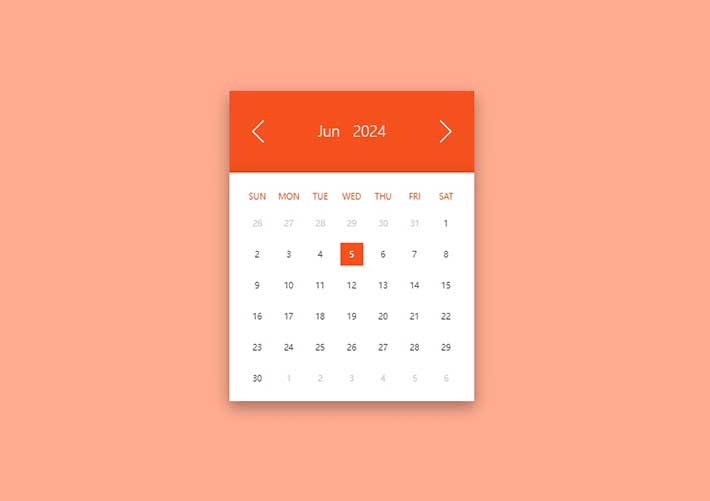 html5 css3簡潔的日歷表代碼網頁HTML模板