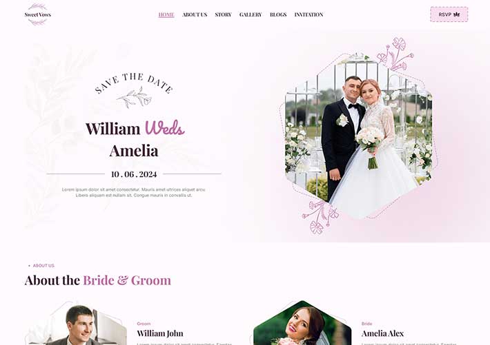 響應(yīng)式HTML5結(jié)婚邀請?jiān)诰€網(wǎng)站網(wǎng)頁HTML模板
