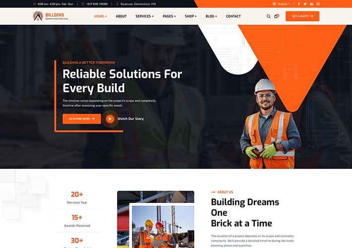 HTML5建筑公司工程建設企業官網網站網頁源碼模板
